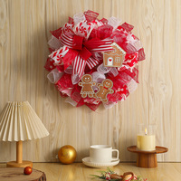 Nouvelle Guirlande de Noël en Plastique, Ornement Suspendu, Maison en Pain d'Épices Rouge avec Mini Figurines, Décoration de Fête