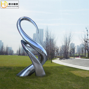 Sculpture en acier inoxydable Jiahua, art abstrait géométrique, colonne décorative à poser au sol, pour extérieur - Product Image 3