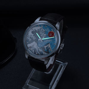 สายนาฬิกาหนังลายภาพวิวแซฟไฟร์สั่งทำจากโรงงาน นาฬิกาจักรกลอัตโนมัติสำหรับผู้ชาย - Product Image 3