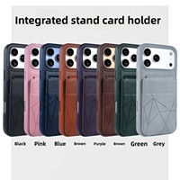 Étui de protection pour iPhone 17 Pro Max, design artisanal, deux-en-un avec porte-cartes, en PU, support magnétique invisible