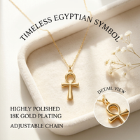 Collar Minimalista con Cruz Ankh Egipcia en Oro, Cadena Delicada de Acero Inoxidable, Joyería Versátil para Mujer, Uso Diario y Fiestas, Personalizable