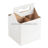 Paquete de 4 Papel Kraft liso personalizado, portador de cartón corrugado, plantilla de soporte para tazas de café de 4 Vasos de pinta