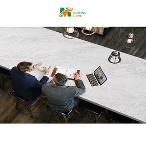 Nhà máy trực tiếp kem trắng Carrara loạt đá thạch anh nhân tạo tấm ngu si đần độn đánh bóng hiện đại lớn phiến bàn NSF - Product Image 3