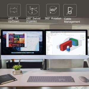 Support pour écran d'ordinateur de 13 à 27 pouces, avec double bras entièrement réglable, 22lbs - Product Image 5