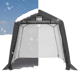 Abri de <span class=keywords><strong>garage</strong></span> portable robuste pour voitures, vélos, motos, VTT, structure en acier, bois traité sous pression, abri de rangement extérieur naturel - Product Image 1