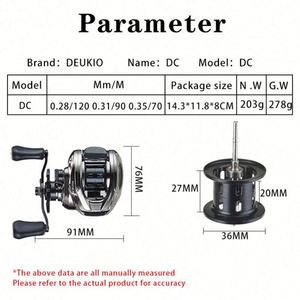 Moulinet de pêche baitcasting haute qualité DC2000 7.0:1 en fibre de carbone et nylon pour eau salée, main gauche, pour rivière, lac et ruisseau, 3+1 roulements - Product Image 6