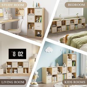 Étagère de rangement cubique moderne en bois pour bureau à domicile, 8 cubes, 4 bacs, 2 panneaux arrière amovibles pour chambre et salon - Product Image 5