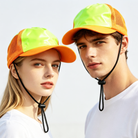 Gorra Trucker Verde Neón y Naranja para Hombre y Mujer, Gorra de Béisbol Transpirable de Malla con Correa para la Barbilla, Protección Solar, Gorra Deportiva para Exteriores Unisex