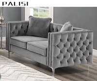 Sofá de Terciopelo Moderno y Económico de 3 Plazas con Remaches Decorativos para Sala de Estar, Diseño de Sofá de Lujo 123