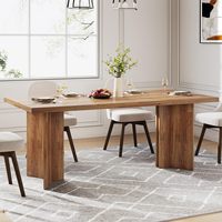 Mesa de comedor rectangular de madera con patas resistentes, mesa de comida de superficie espaciosa, mesa de comedor fácil de limpiar, muebles de comedor