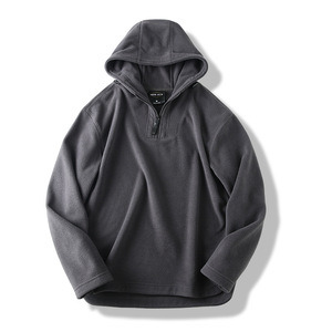 Wholesale 300gsm Oversized 100% Cotton Fleece Solid Winter Breathable Custom Silk Screen Printed Quarter Zip Hoodie - Product Image 4