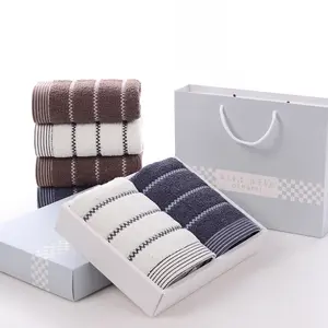 Custom Embroidery Printed Logo Thickening 2pcs Cotton 5 Star Hand Towel Luxury Box Gift Bath Towels Set