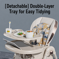 Chaise haute réglable pour bébé, pliable, inclinable, siège d'alimentation pour tout-petit, double plateau, sac de rangement, repas