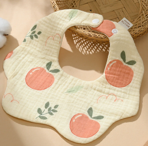 ผ้าเช็ดน้ำลายผ้าฝ้ายมัสลินแบบ100% มีกระดุมปิดแบบใช้แล้วทิ้งพิมพ์ลาย OEM สำหรับฟันงอกป้อนอาหารเด็ก - Product Image 3