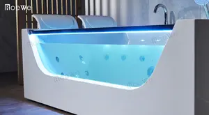 Front Glass With LED 3 Sided Skirt Corner Shower Saudi Bathroom Jakuzi Spa Whirlpool Adult Hot Tub Acrylic Hydro Massage Bathtub