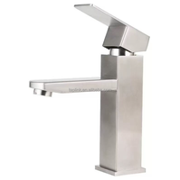 Robinet de salle de bain thermostatique Taplink économique en acier inoxydable noir mat brossé, à monobloc, mitigeur chaud/froid