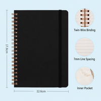 Cuaderno de tapa dura con espiral, logotipo personalizado, ecológico, A5, papel rayado de 7 mm, banda elástica, bolsillo interior, útiles escolares y de oficina