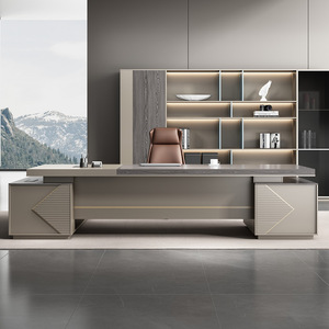 Hiện Đại Đơn Giản Thiết Kế Nội Thất Văn Phòng Kaki Bằng Gỗ E1 Bàn Ông Chủ Văn Phòng Sang Trọng Bàn Điều Hành Hiện Đại Cho Ceo - Product Image 2