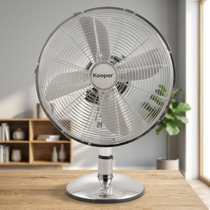 Ventilatore da Tavolo Meccanico Oscillante Kooper a 4 Pale e 3 Velocità, 35W, Argento, Elettrico per Casa e Ufficio, Installazione in Plastica - Product Image 2