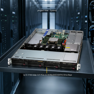 Serveur en rack 1U SYS-512B-WR, processeur Intel Xeon 6, DDR5, serveur de stockage d'entreprise, PCIe 5.0, informatique en nuage - Product Image 6
