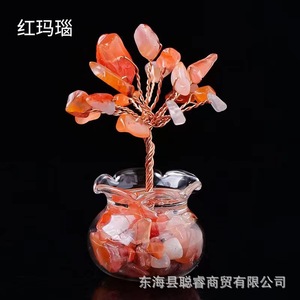 <b>Crystal</b> <b>Tree</b> Mini Vase Handmade Decor Home Car Ornament Natural Stone Pebble Money <b>Tree</b> Gift - Product Image 3