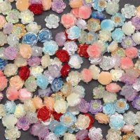 Hiasan Kuku Resin Bentuk Mawar Warna Campur 3D Tema Bunga untuk DIY Casing Ponsel Seni Kuku Dekorasi Natal