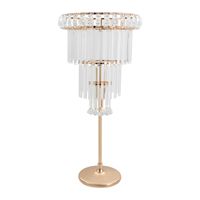 Support de fleurs de luxe en métal doré pour banquet, centre de table de mariage avec pendentif en cristal pour la décoration