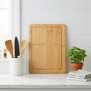 Planche à découper en <span class=keywords><strong>bambou</strong></span> avec rainure pour les jus, planche à découper en grain de bois transversal, plateau de service pour la cuisine - Product Image 1
