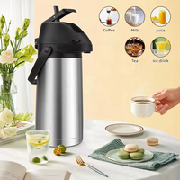 Distributeur d'eau et de café thermique à double paroi en acier inoxydable avec pompe à levier et isolation sous vide