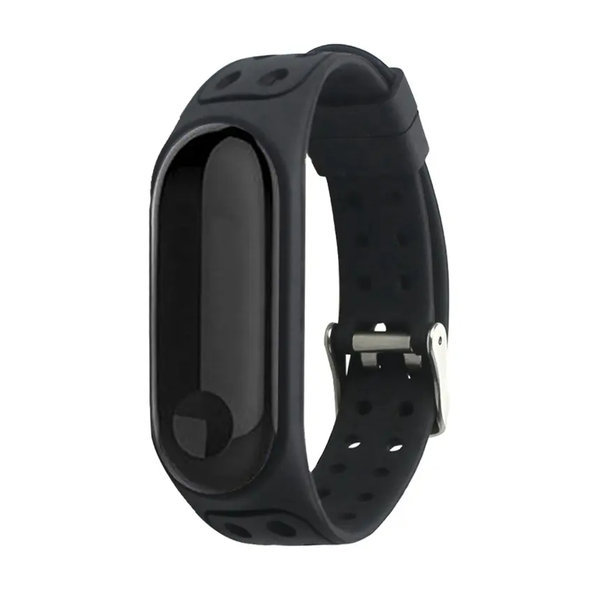 Silicone bands for Xiaomi Band 3 Two-tone Silver pin buckle Porous adjustment size Replacement Sport Strap for mi band 3