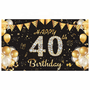 Bannière de joyeux anniversaire imprimée sur mesure 17e 18e 21e 30e 40e 50e 60e anniversaire toile de fond photographie bannière de fond - Product Image 3