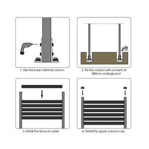 Bền nhôm trang trại thể thao hàng rào giả mạo thép lan can tay vịn thiên nhiên áp lực xử lý gỗ 3D mô hình có sẵn - Product Image 3