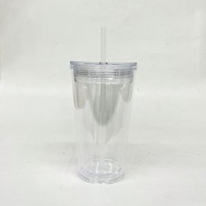 25pack Custom logo BPA Free Clear 16oz Snowglobe Acrylic Plastic <b>Cup</b> <b>with</b> Pre Drilled Hole and Stopper for UV DTF Wraps - Product Image 2