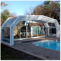 Hochwertige 13m x 6m Polycarbonat-Abdeckung für einfahrbares Winterdach-Gehäuse für Außenpools, mobile Wintergärten & Glashäuser