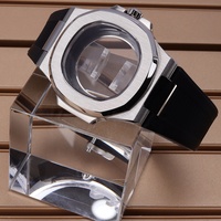 Boîtier de montre mécanique pour homme 40 mm, fond transparent, style Nautilus, pour mouvement NH35/NH36, 10 ATM, pièces de rechange pour modification