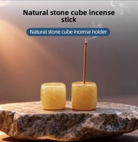 Porte-encens en agate naturelle sculptée, forme de bloc, avec trou unique, pour la maison et la voiture
