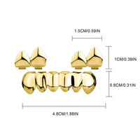 Ensemble de grillz dorés style hip-hop, plaqué or 18 carats, pour dents supérieures et inférieures, amovibles, pour hommes et femmes