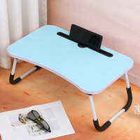 Table pliante simple pour ordinateur portable, table de lit avec fente pour cartes et porte-gobelet, bureau paresseux pour étudiants, dortoir, maison, bureau
