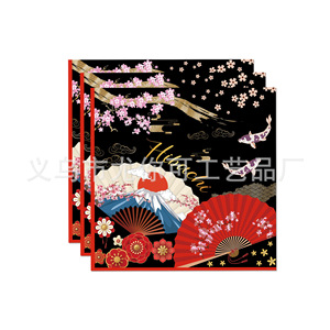 Ensemble de vaisselle jetable pour fête de barbecue japonaise, nappes, assiettes, serviettes, couverts, design traditionnel rouge, décoration de fête - Product Image 5
