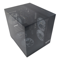 Gabinete de PC para Juegos Manmu MicroATX Mid Tower RGB con Panel Lateral de Aleación de Aluminio y Acero, Color Negro, en Stock