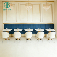 Ensemble table et chaises de restaurant en marbre rond, canapé-banc pour café