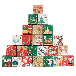 Christmas Advent Calendar Gift Candy Box Xmas Candy Box 1-24 Digital Cookies Packaging 7cm