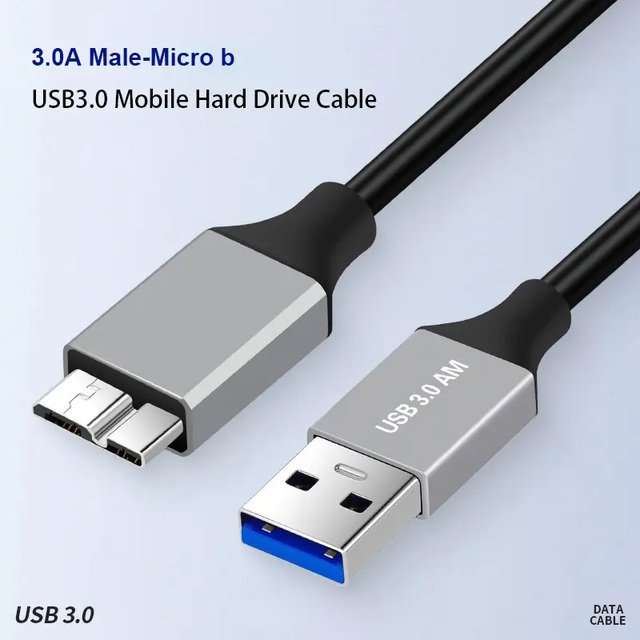 Direct Factory Source 2m Micro B USB 3.0 SATA PVC Foil Flat Extension for Mobile Computer Hard Drive Camera Data 12 Months