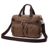 Sac à dos multifonctionnel en toile pour ordinateur portable avec fermeture éclair, grande capacité, résistant à l'usure, pour affaires, portable et à bandoulière