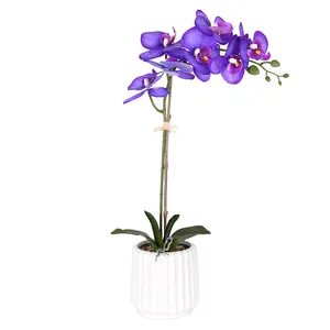 להתאמה אישית צבע פו סגול phalaenopsis סחלב צמחי פרחים מלאכותיים מגע אמיתי