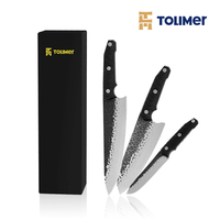 Couteau de chef professionnel en acier inoxydable forgé à la main, revêtement noir, 8,5 pouces, respectueux de l'environnement