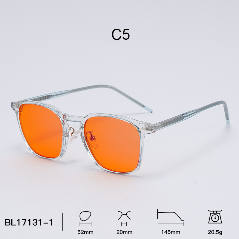 Lente Gaming Arancione, Montatura Trasparente Azzurro Chiaro