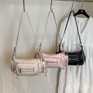 Nouveau sac <span class=keywords><strong>pour</strong></span> <span class=keywords><strong>femme</strong></span> de style <span class=keywords><strong>moto</strong></span> coréen, sac à bandoulière imperméable à fermeture éclair, sac bandoulière - Product Image 2
