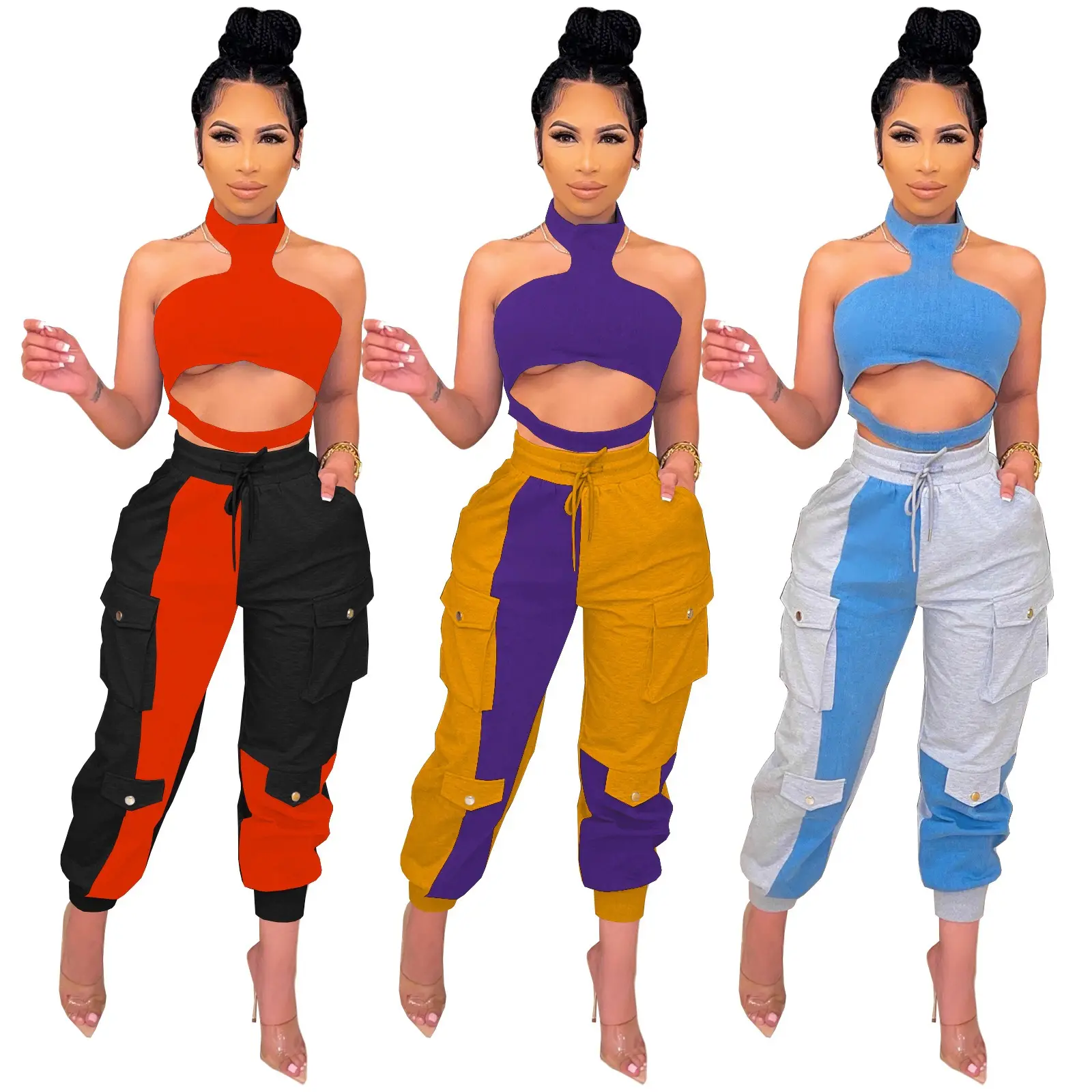 2022 Best sellers sexy backless strapless hollow out tops casual pants suit fashion personality street style women clothing