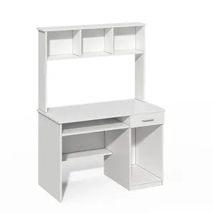 Bureau d'ordinateur moderne en bois, blanc